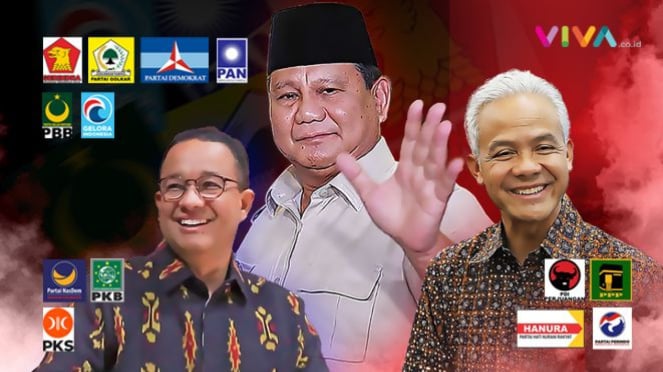 Tiga calon presiden pada Pilpres 2024 adalah Anies Baswedan, Prabowo Subianto, dan Ganjar Pranowo.