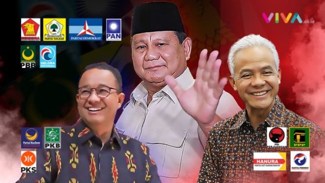 3 capres di Pilpres 2024 yaitu Anies Baswedan, Prabowo Subianto, dan Ganjar Pranowo