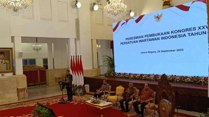 Presiden Jokowi membuka Kongres XXV Persatuan Wartawan Indonesia (PWI) 