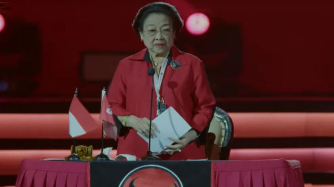 Ketum PDIP Megawati Soekarnoputri di Rakernas PDIP, Jiexpo, Kemayoran