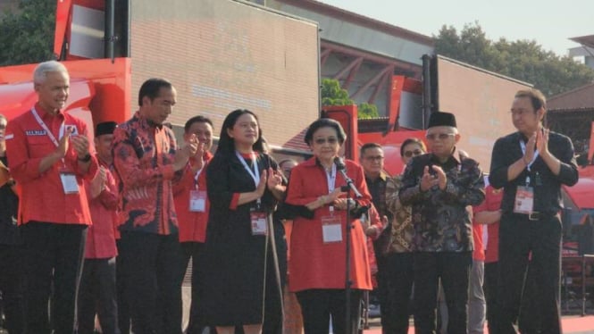 Bacapres Ganjar Pranowo, Presiden Jokowi, dan Ketum PDIP Megawati Soekarnoputri.