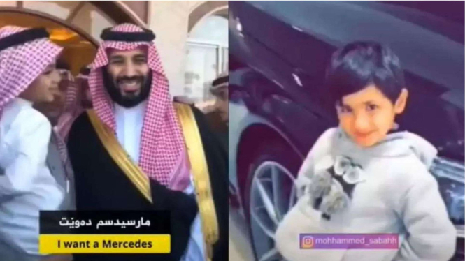 Putera Mahkota Mohammed bin Salman memberikan Mercedes kepada seorang anak lelak