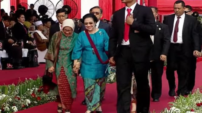 Presiden ke-5 RI Megawati Soekarnoputri dan istri JK, Mufida Jusuf Kalla.