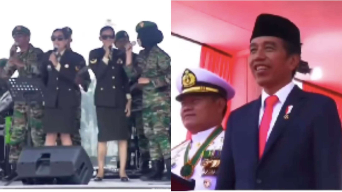 Ekspresi Presiden Jokowi lihat prajurit TNI nyanyi di Mobil Musik Militer Mobile
