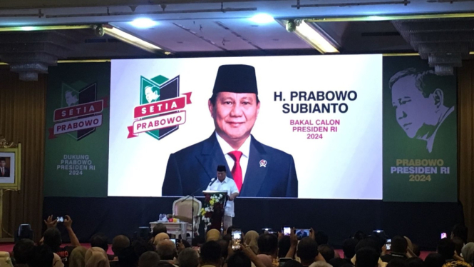Prabowo Subianto di deklarasi relawan 'Setia Prabowo' di Hotel Kartika Chandra, Jakarta.