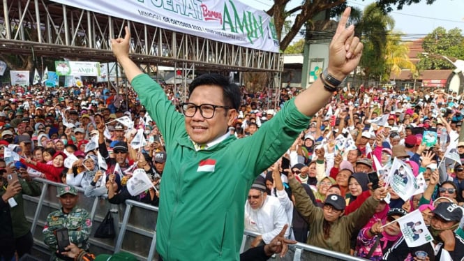 Bakal Cawapres Muhaimin Iskandar di Hadapan Pendukungnya di Malang Raya