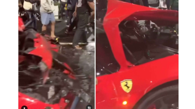 Ferrari kecelakaan di Bundaran Senayan