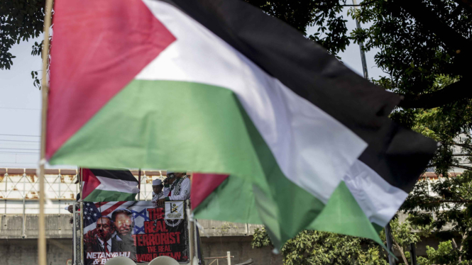 Demo Bela Palestina di Kedubes Amerika