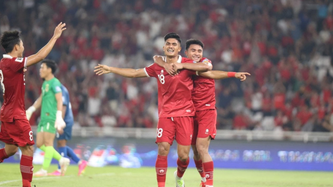 Ramadhan Sananta merayakan gol di laga Timnas Indonesia Vs Brunei