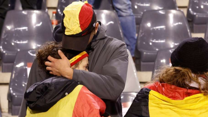 Suasana mencekam di stadion usai insiden penembakan di Belgia