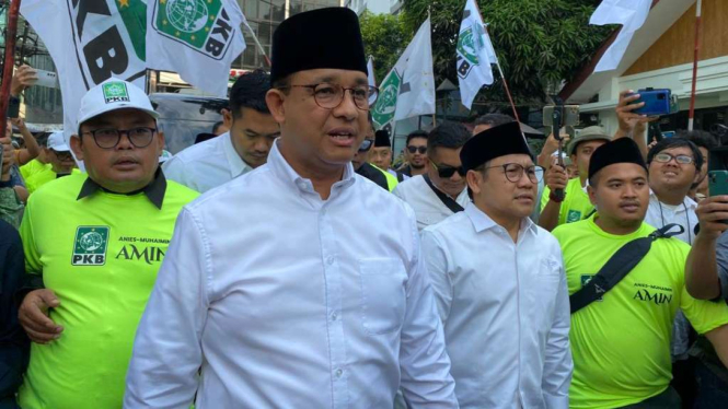 Anies Baswedan dan Muhaimin Iskandar di DPP PKB