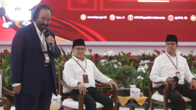 Ketum Nasdem mengantar Anies Baswedan-Muhaimin Iskandar Daftar Capres-Cawapres ke KPU.