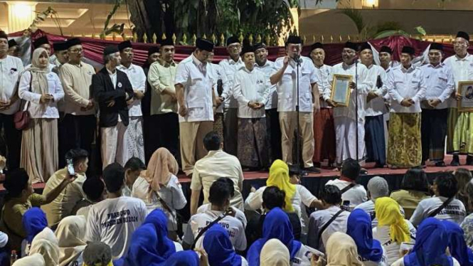 Ketua Dewan Pengarah Relawan Jagat Prabowo, Nusron Wahid, dalam acara deklarasi relawan Jagat Prabowo di kediaman Prabowo, Jakarta, Kamis, 19 Oktober 2023.