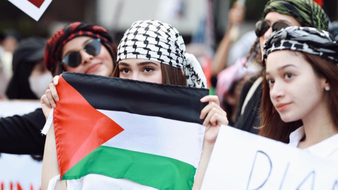 Syifa Hadju saat Demo Bela Palestina