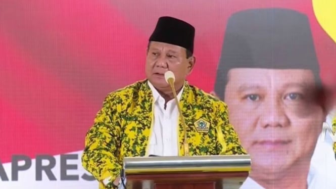 Prabowo Subianto di acara Rapimnas Partai Golkar