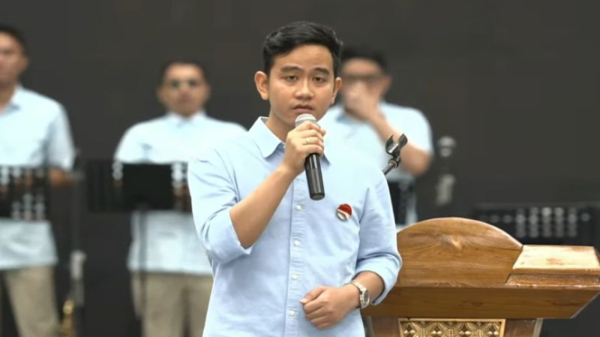 Wali Kota Solo sekaligus bakal Cawapres Gibran Rakabuming Raka di Indonesia Arena, Senayan.