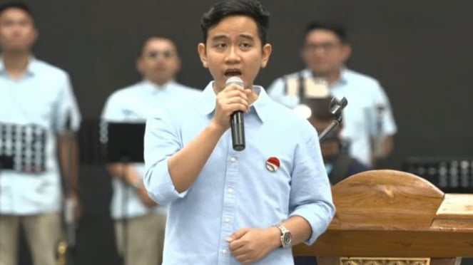 Cawapres Gibran Rakabuming Raka di Indonesia Arena, Senayan.