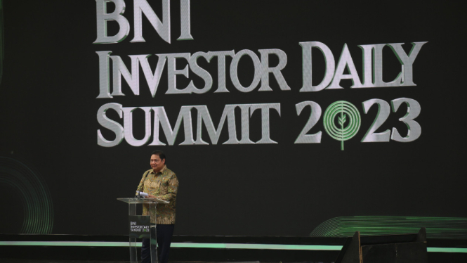 Menko Perekonomian Airlangga Hartarto di BNI Investor Daily Summit 2023.