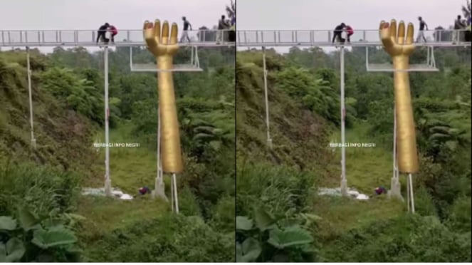 Wisatawan Terjatuh dari Jembatan Kaca The Geong Banyumas