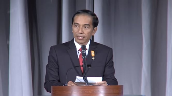 Presiden Jokowi saat berpidato di Forum The US - Indonesia Society (USINDO)