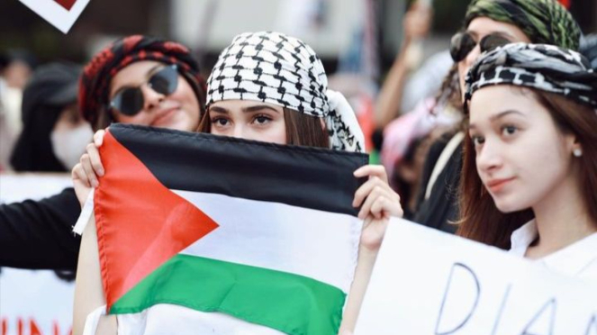 Syifa Hadju ikut turun berdemo aksi bela Palestina