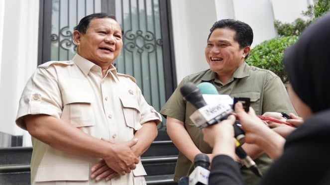 Capres Prabowo Subianto makan siang di rumah Menteri BUMN Erick Thohir