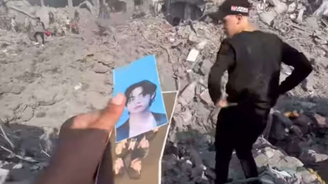 Ada Foto Kim Taehyung BTS di Reruntuhan Perang Israel-Palestina