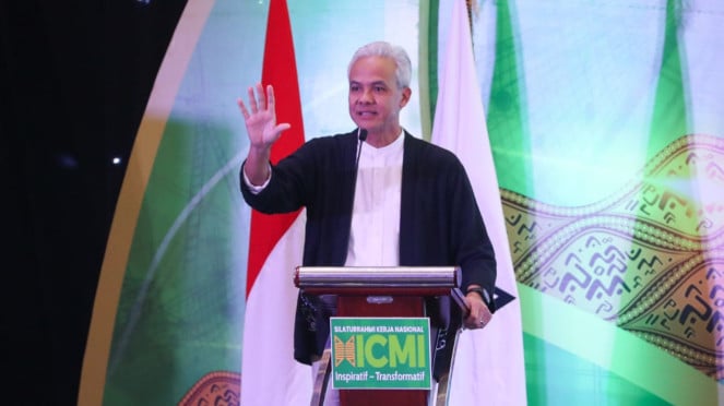 Ganjar Pranowo di acara Silaknas ICMI 2023, Makassar