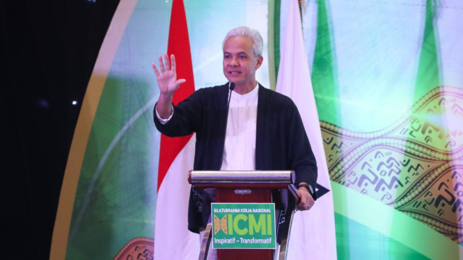 Ganjar Pranowo di acara Silaknas ICMI 2023, Makassar