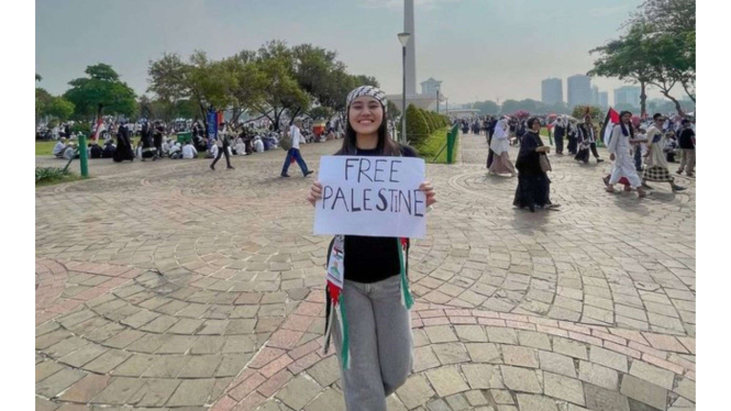 Aaliyah Massaid Saat Aksi Bela Palestina