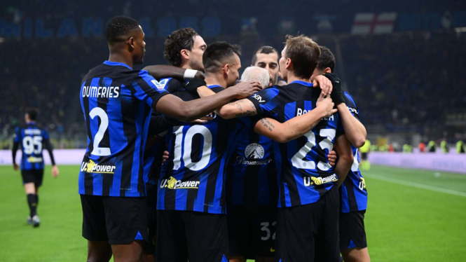 Pemain Inter Milan Merayakan Gol