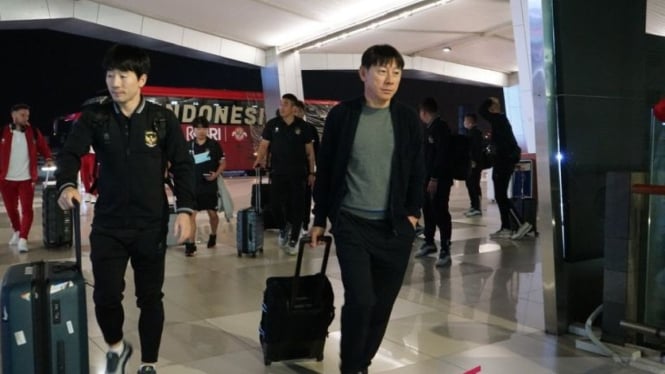 Pelatih Timnas Indonesia, Shin Tae-yong tiba di Irak