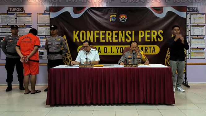 Konferensi pers Polisi tangkap Mahasiswa penyebar hoaks pelecehan seksual UNY