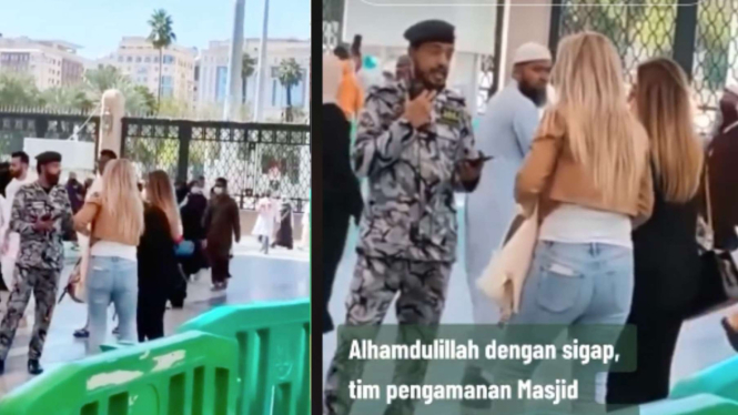 2 Wanita Tanpa Hijab Ingin Masuk Masjid Nabawi.