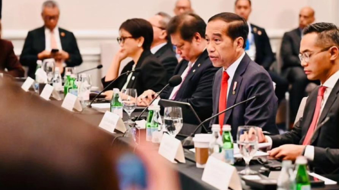 Presiden Jokowi di acara ABAC ASEAN Caucus Day yang digelar di Hotel Four Seasons, San Francisco, Amerika Serikat.