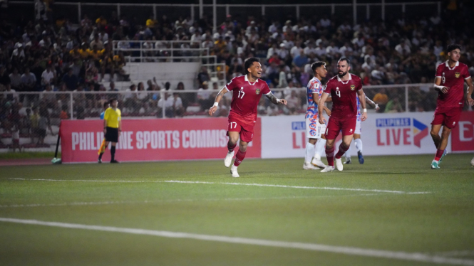Saddil Ramdani merayakan gol untuk Timnas Indonesia