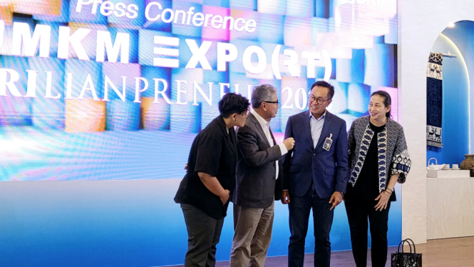 Direktur Utama BRI, Sunarso di konferensi pers UMKM Expo(RT) Brilianpreneur 2023.
