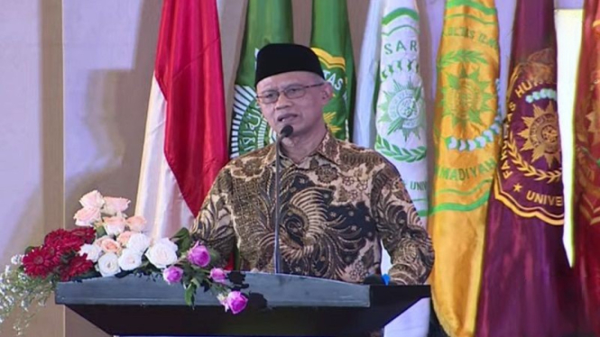 Ketua Umum PP Muhammadiyah Haedar Nashir dalam Dialog Capres di UMJ 