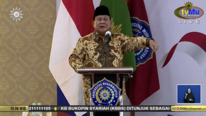 Prabowo Subianto di Dialog Publik Muhammadiyah Capres-Cawapres di UM Surabaya