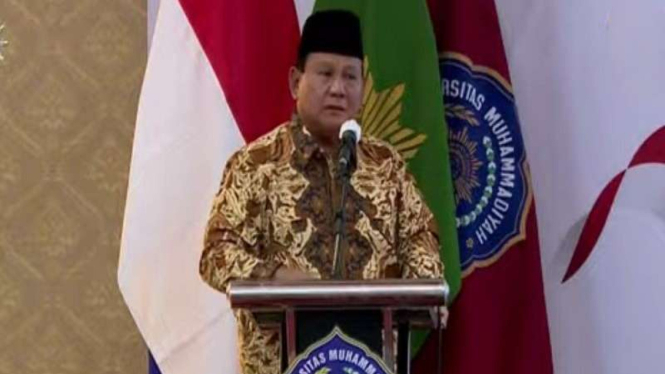 Capres Prabowo Subianto saat mengikuti Dialog Publik Muhammadiyah di UMS