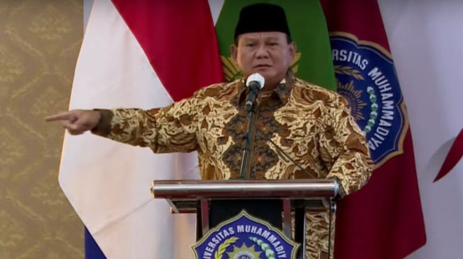 Prabowo Subianto es el candidato presidencial número 2 en la Universidad Surabaya Muhammadiyah.