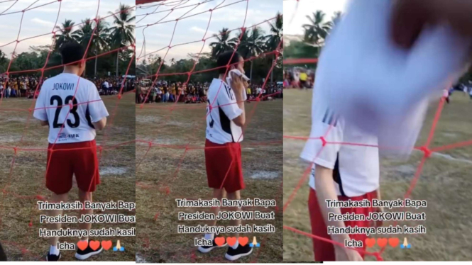 Viral Emak emak Histeris Lihat Jokowi Main Bola 