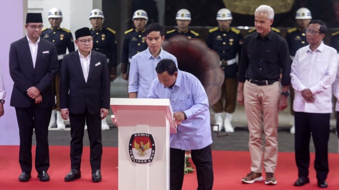 Prabowo Subianto-Gibran Rakabuming Raka Deklarasi Kampanye Pemilu Damai 2024 KPU