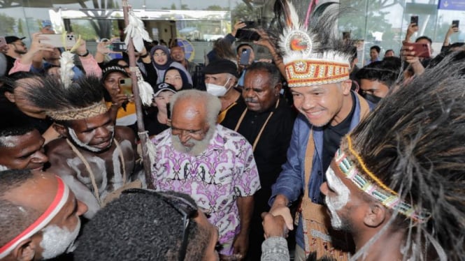 Capres nomor urut 3 Ganjar Pranowo di Merauke, Papua.