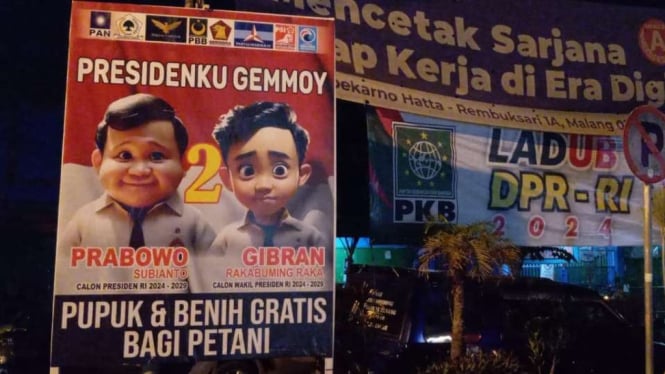 Baliho Gemoy Prabowo-Gibran di Malang Jawa Timur