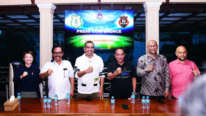 Founder Sada Sumut FC, Arya Sinulingga dan Pembina PSMS Medan, Edy Rahmayadi