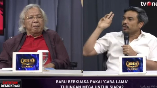 Politikus senior PDIP Panda Nababan dan Tim TKN Maman Abdurrahman.