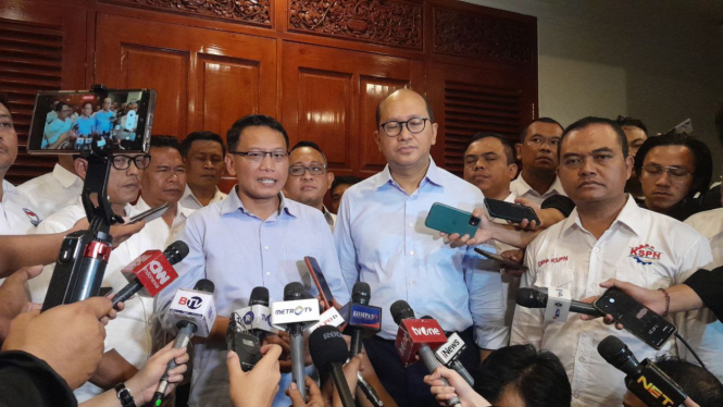 Ketua KSPN Ristadi usai menemui capres nomor urut dua, Prabowo Subianto