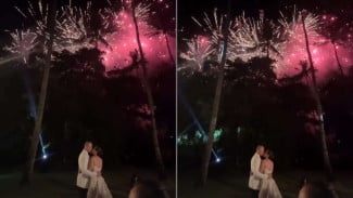 Momen Romantis BCL Cium Mesra Tiko Aryawardhana di Bawah Langit Penuh Kembang Api