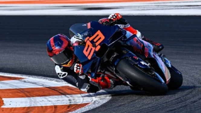 Marc Marquez saat sesi uji coba bersama Gresini Racing untuk MotoGP 2024